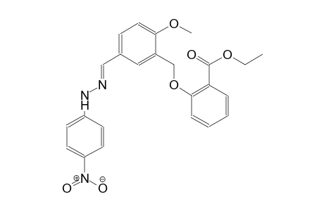ethyl 2-[(2-methoxy-5-{(E)-[(4-nitrophenyl)hydrazono]methyl}benzyl)oxy]benzoate