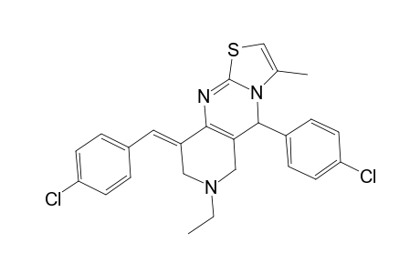 7-ethyl-3-methyl-9-(4-chlorobenzyl-idene)-5-(4-chlorophenyl)-6,7,8,9-tetrahydro-5H-pyrido[4,3-d]thiazolo[3,2-a]pyramidines