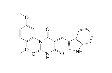 2,4,6(1H,3H,5H)-pyrimidinetrione, 1-(2,5-dimethoxyphenyl)-5-(1H-indol-3-ylmethylene)-, (5E)-