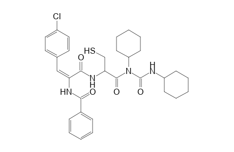 N-{1-[cyclohexyl(cyclohexylcarbamoyl)amino]-1-oxo-3-sulfanylpropan-2-yl}-3-(4-chlorophenyl)-2-(phenylformamido)prop-2-enamide