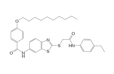 4-(decyloxy)-N-(2-{[2-(4-ethylanilino)-2-oxoethyl]sulfanyl}-1,3-benzothiazol-6-yl)benzamide