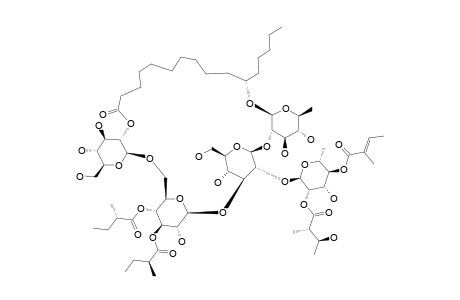 CALYSOLIN_II;11-S-JALAPINOLIC_ACID_11-O-(2-O-2-S,3-S-NILOYL,4-O-TIGLOYL)-ALPHA-L-RHAMNOPYRANOSYL-(1->2)-[O-BETA-D-GLUCOPYRANOSYL