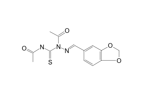 (2E)-2-(1,3-Benzodioxol-5-ylmethylidene)hydrazinecarbothioamide, N,N'-diacetyl-