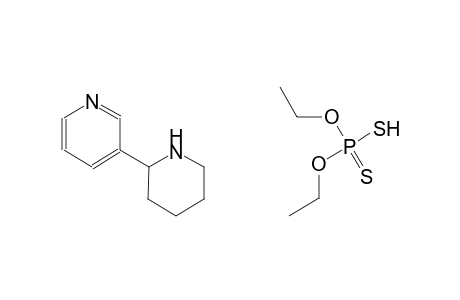 O,O-diethyl hydrogen dithiophosphate compound with 2-(3-pyridinyl)piperidine (1:1)