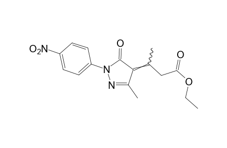 β,3-dimethyl-1-(p-nitrophenyl)-5-oxo-2-pyrazoline-δ4,β-propionic acid, ethyl ester