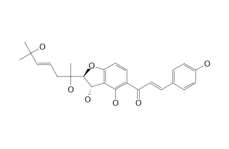 XANTHOKEISMIN_B;1-[2,3-TRANS-3,4-DIHYDROXY-2-(1,5-DIHYDROXY-1,5-DIMETHYLHEX-3-ENYL)-2,3-DIHYDROBENZOFURAN-5-YL]-3-(4-HYDROXYPHENYL)-E-PROPENONE
