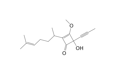 (+-)-2-(1,5-Dimethyl-4-hexenyl)-4-hydroxy-3-methoxy-4-(1-propynyl)-2-cyclobuten-1-one