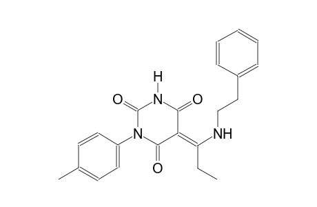 (5E)-1-(4-methylphenyl)-5-{1-[(2-phenylethyl)amino]propylidene}-2,4,6(1H,3H,5H)-pyrimidinetrione