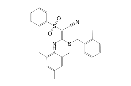 2-propenenitrile, 3-[[(2-methylphenyl)methyl]thio]-2-(phenylsulfonyl)-3-[(2,4,6-trimethylphenyl)amino]-, (2E)-