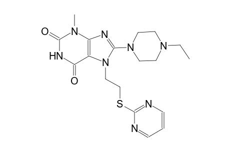 8-(4-ethyl-1-piperazinyl)-3-methyl-7-[2-(2-pyrimidinylsulfanyl)ethyl]-3,7-dihydro-1H-purine-2,6-dione