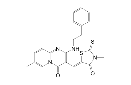 7-methyl-3-[(Z)-(3-methyl-4-oxo-2-thioxo-1,3-thiazolidin-5-ylidene)methyl]-2-[(2-phenylethyl)amino]-4H-pyrido[1,2-a]pyrimidin-4-one