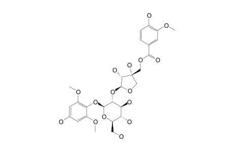 GLYCOPENTOSIDE-B;4-DEMETHYLANTIAROL-4-O-(3-METHOXY-4-HYDROXYBENZOYL)-BETA-D-APIOFURANOSYL-(1->2)-BETA-D-GLUCOPYRANOSIDE
