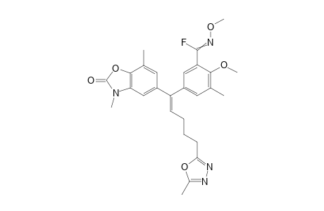 5-[(1E)-1-(3,7-Dimethyl-2-oxo-2,3-dihydro-1,3-benzoxazol-5-yl)-5-(5-methyl-1,3,4-oxadiazol-2-yl)pent-1-en-1-yl]-N,2-dimethoxy-3-methylbenzenecarboximidoyl Fluoride