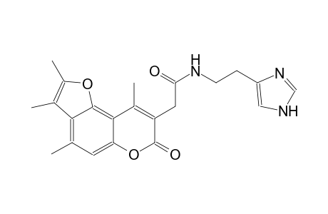 7H-furo[2,3-f][1]benzopyran-8-acetamide, N-[2-(1H-imidazol-4-yl)ethyl]-2,3,4,9-tetramethyl-7-oxo-