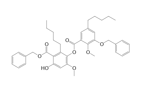 Benzoic acid, 2-hydroxy-4-methoxy-3-[[2-methoxy-6-pentyl-4-(phenylmethoxy)benzoyl]oxy]-6-pentyl-, phenylmethyl ester