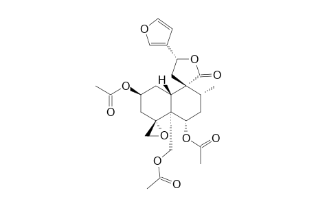 2-O-ACETYLTEUMASSILENIN_D;(12R)-2-BETA,6-ALPHA,19-TRIACETOXY-4-ALPHA,18;15,16-DIEPOXYNEOClERODA-13-(16),14-DIEN-20,12-OLIDE