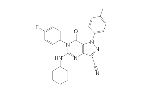 3-Cyano-5-cyclohexylamino-6-(4-fluorophenyl)-1-p-tolyl-1H-pyrazolo[4,3-d]pyrimidin-7(6H)-one