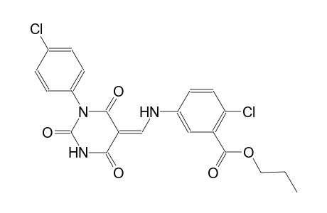 propyl 2-chloro-5-{[(Z)-(1-(4-chlorophenyl)-2,4,6-trioxotetrahydro-5(2H)-pyrimidinylidene)methyl]amino}benzoate