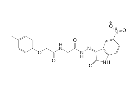 2-(4-methylphenoxy)-N-{2-[(2Z)-2-(5-nitro-2-oxo-1,2-dihydro-3H-indol-3-ylidene)hydrazino]-2-oxoethyl}acetamide