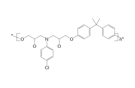 Poly[3,7-dihydroxy-5-(p-chlorophenyl)-1,9-dioxa-5-azanonamethylene-1,4-phenylene-isopropylidene-1,4-phenylene]