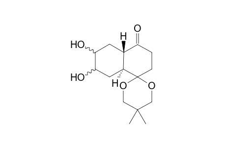 (+-)-trans-(4a.alpha.,8a.beta.-4,4-(2,2-Dimethylpropylenedioxy)-6.alpha./.beta.,8.alpha./.beta.-dihydroxy-2,3,4,4a,5,6,7,8,8a-octahydro-1-naphthylenone