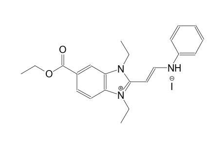 2-[(E)-2-anilinoethenyl]-5-(ethoxycarbonyl)-1,3-diethyl-3H-benzimidazol-1-ium iodide