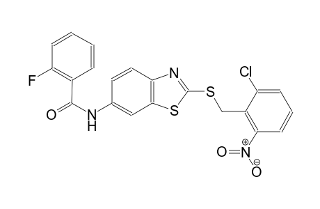 N-{2-[(2-chloro-6-nitrobenzyl)sulfanyl]-1,3-benzothiazol-6-yl}-2-fluorobenzamide