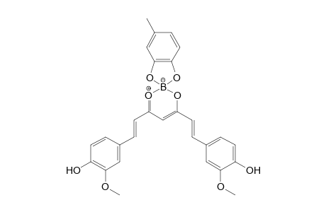 4-[(E)-2-[6-[(E)-2-(4-hydroxy-3-methoxy-phenyl)vinyl]-4'-methyl-spiro[3-oxa-1-oxonia-2-boranuidacyclohexa-4,6-diene-2,8'-7,9-dioxa-8-boranuidabicyclo[4.3.0]nona-1(6),2,4-triene]-4-yl]vinyl]-2-methoxy-phenol