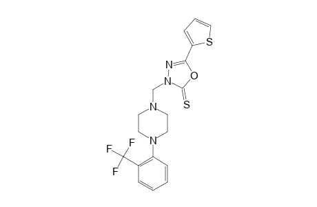 3-(2-TRIFLUOROMETHYLPHENYL-PIPERAZINYLMETHYL)-5-(2-THIENYL)-1,3,4-OXADIAZOLINE-2-THIONE