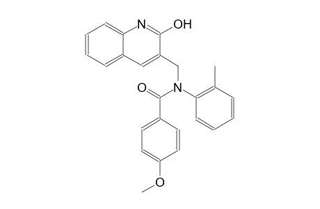 N-[(2-hydroxy-3-quinolinyl)methyl]-4-methoxy-N-(2-methylphenyl)benzamide