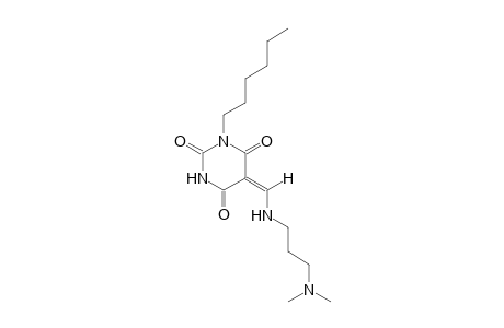 (5E)-5-({[3-(dimethylamino)propyl]amino}methylene)-1-hexyl-2,4,6(1H,3H,5H)-pyrimidinetrione