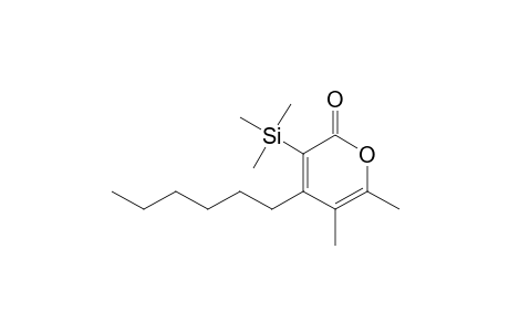 4-Hexyl-5,6-dimethyl-3-(trimethylsilyl)-2H-pyran-2-one