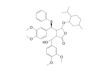 (-)-(3S,4R,5R,6R,7S)-3-(3',4'-Dimethoxy..alpha.-hydroxybenzyl)-4-[3",4"-dimethoxy-.alpha.-(phenylthio)benzyl]-5-(1-menthyloxy)butyrolactone