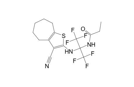 N-[1-[(3-cyano-5,6,7,8-tetrahydro-4H-cyclohepta[b]thien-2-yl)amino]-2,2,2-trifluoro-1-(trifluoromethyl)ethyl]propanamide