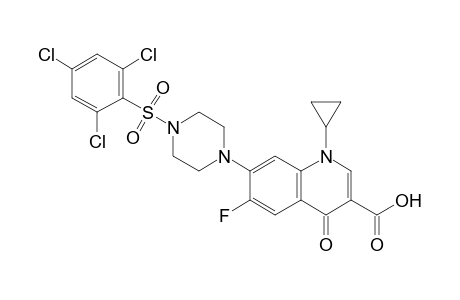 1-Cyclopropyl-6-fluoro-4-oxo-7-(4-((2,4,6-trichlorophenyl)sulfonyl)piperazin-1-yl)-1,4-dihydroquinoline-3-carboxylic acid