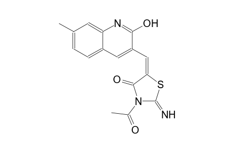 4-thiazolidinone, 3-acetyl-5-[(2-hydroxy-7-methyl-3-quinolinyl)methylene]-2-imino-, (5E)-