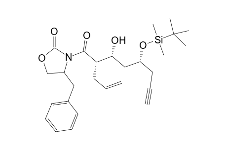 3-{(2S,3R,5R) 2'-Allyl-5'-[(t-butyl)dimethylsilyloxy]-3'-hydroxy-7'-octynoyl}-4-benzyl-1,3-oxazolidin-2-one