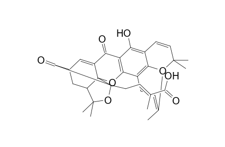 2-Butenoic acid, 2-methyl-4-[3a,4,5,7-tetrahydro-8-hydroxy-3,3,11,11-tetramethyl-13-(3-methyl-2-butenyl)-7,15-dioxo-1,5-methano-1H,3H,11H-furo[3,4-g]pyrano[3,2-b]xanthen-1-yl]-, [1.alpha.(Z),3a.alpha.,5.beta.,14aS*]-