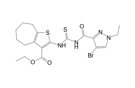 ethyl 2-[({[(4-bromo-1-ethyl-1H-pyrazol-3-yl)carbonyl]amino}carbothioyl)amino]-5,6,7,8-tetrahydro-4H-cyclohepta[b]thiophene-3-carboxylate