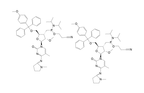 #10;3'-DEOXY-3'-C-[[(2-CYANOETHOXY)-(DIISOPROPYLAMINO)-PHOSPHINYL]-METHYL]-5'-O-(4-METHOXYTRITYL)-2'-O-METHYL-4-N-(N-METHYLPYRROLIDIN-2-YLENE)-5-METHYLCYTIDINE