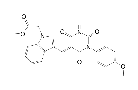 methyl {3-[(E)-(1-(4-methoxyphenyl)-2,4,6-trioxotetrahydro-5(2H)-pyrimidinylidene)methyl]-1H-indol-1-yl}acetate