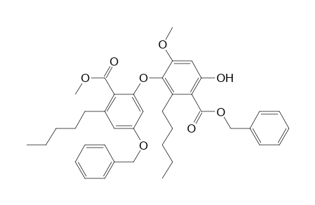Benzoic acid, 6-hydroxy-4-methoxy-3-[2-(methoxycarbonyl)-3-pentyl-5-(phenylmethoxy)phenoxy]-2-pentyl-, phenylmethyl ester