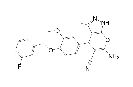 6-amino-4-{4-[(3-fluorobenzyl)oxy]-3-methoxyphenyl}-3-methyl-1,4-dihydropyrano[2,3-c]pyrazole-5-carbonitrile