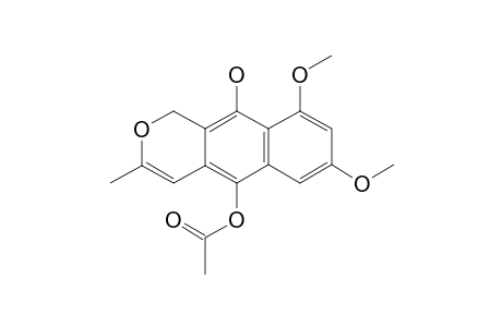 5-ACETOXY-3,4-DEHYDRO-7,9-DIMETHOXY-3-METHYLNAPHTHO-[2.3-C]-PYRAN-10-OL