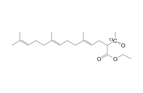 Ethyl (4E,8E)-2-(1-13C-acetyl)-5,9,13-trimethyl-4,8,12-tetradecatrienoate