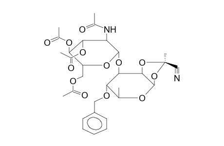 3-O-(2-ACETAMIDO-3,4,6-TRI-O-ACETYL-2-DEOXY-BETA-D-GLUCOPYRANOSYL)-4-O-BENZYL-1,2-O-[1-(EXO-CYANO)ETHYLIDENE]-BETA-L-RHAMNOPYRANOSE