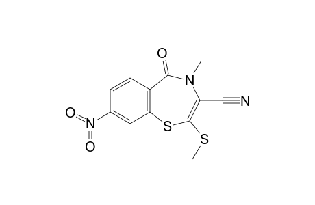 5-keto-4-methyl-2-(methylthio)-8-nitro-1,4-benzothiazepine-3-carbonitrile