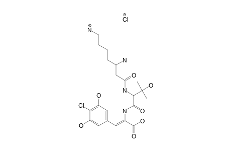 RESORMYCIN;(2Z)-2-N-[2N-[(3S)-3,6-DIAMINOHEPTANOYL]-(2S)-3-HYDROXYVALYL]-AMINO-3-[4-CHLORO-3,5-DIHYDROXY)-PHENYLPROPENOIC-ACID;HCl-SALT