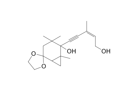 (+-)-(2Z)-5-(4',4'-Ethylenedioxy-2',3'-dihydro-2',3'-dimethano-2',6',6'-trimethylcyclohex-2'-enyl)-3-methylpent-2-en-4-yn-1-ol