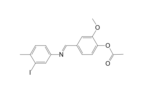 4-((E)-[(3-Iodo-4-methylphenyl)imino]methyl)-2-methoxyphenyl acetate